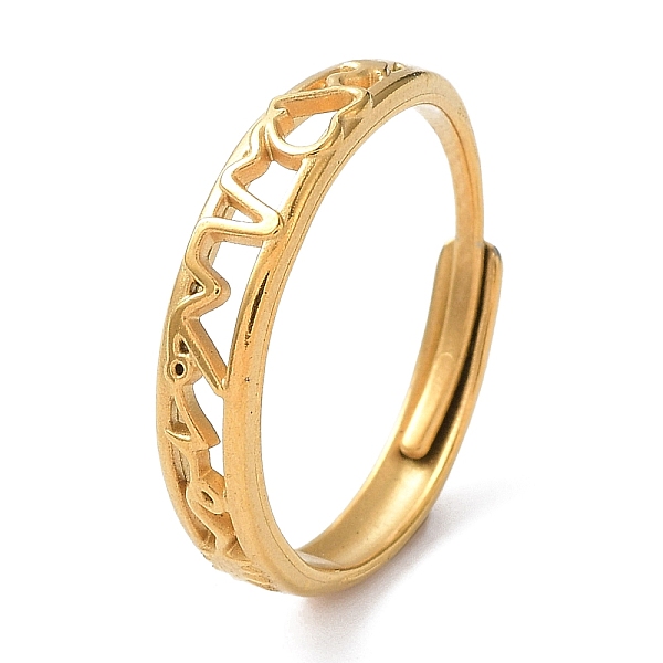 PandaHall Ion Plating(IP) 304 Stainless Steel Hollow Heart Beat Adjustable Rings, Golden, Inner Diameter: 18.5mm 304 Stainless Steel Ring
PandaHall Ion Plating(IP) 304 Stainless Steel Hollow Heart Beat Adjustable Rings, Golden, Inner Diameter: 18.5mm 304 Stainless Steel Ring