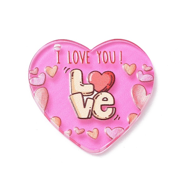 PandaHall Valentine's Day Theme Acrylic Pendant, Heart with Word I LOVE YOU, Hot Pink, 37.3x36.5x2.3mm, Hole: 1.8mm Acrylic Heart
PandaHall Valentine's Day Theme Acrylic Pendant, Heart with Word I LOVE YOU, Hot Pink, 37.3x36.5x2.3mm, Hole: 1.8mm Acrylic Heart