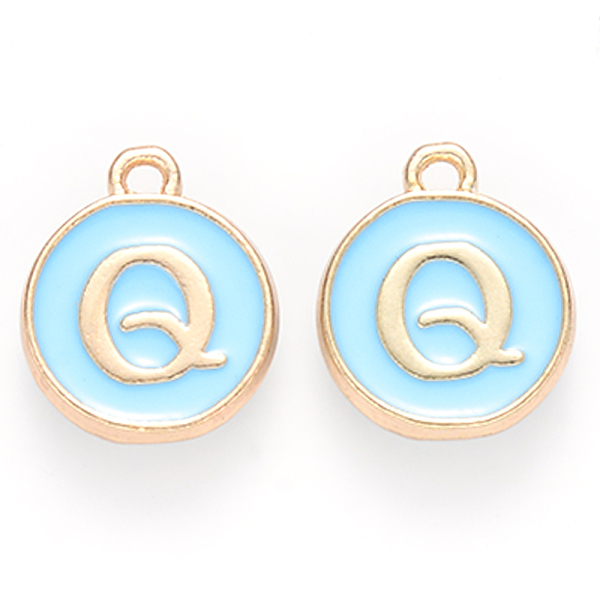 PandaHall Golden Plated Alloy Enamel Charms, Cadmium Free & Lead Free, Enamelled Sequins, Flat Round with Letter, Sky Blue, Letter.Q...
PandaHall Golden Plated Alloy Enamel Charms, Cadmium Free & Lead Free, Enamelled Sequins, Flat Round with Letter, Sky Blue, Letter.Q...