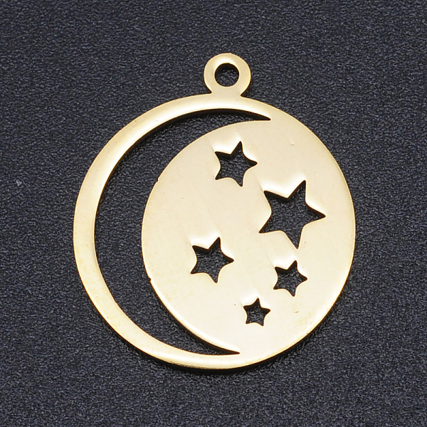 PandaHall 201 Stainless Steel Laser Cut Pendants, Star with Moon, Golden, 20.5x18x1mm, Hole: 1.4mm 201 Stainless Steel Star
PandaHall 201 Stainless Steel Laser Cut Pendants, Star with Moon, Golden, 20.5x18x1mm, Hole: 1.4mm 201 Stainless Steel Star