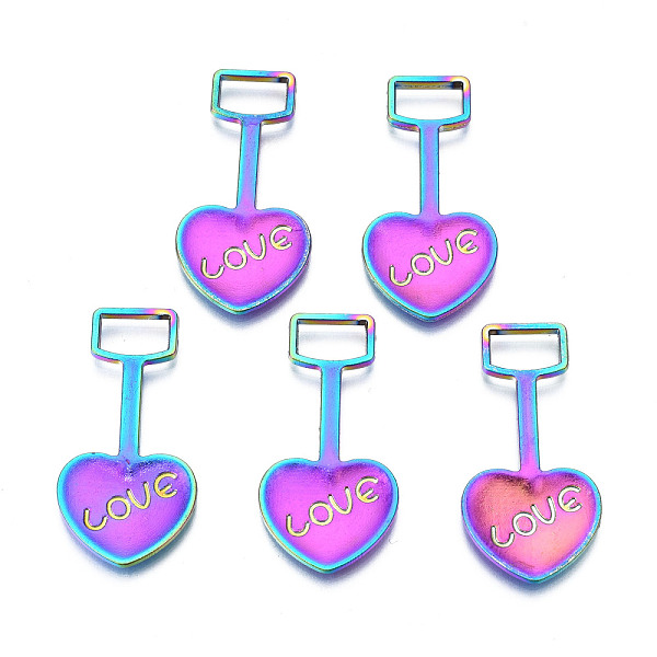 PandaHall Rainbow Color Alloy Pendants, Cadmium Free & Nickel Free & Lead Free, Heart, 35.5x17.5x1.5mm, Hole: 5x8.5mm Alloy Heart
PandaHall Rainbow Color Alloy Pendants, Cadmium Free & Nickel Free & Lead Free, Heart, 35.5x17.5x1.5mm, Hole: 5x8.5mm Alloy Heart