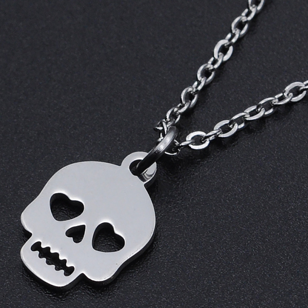 PandaHall For Halloween, 201 Stainless Steel Pendant Necklaces, with Cable Chains and Lobster Claw Clasps, Skull, Stainless Steel Color...
PandaHall For Halloween, 201 Stainless Steel Pendant Necklaces, with Cable Chains and Lobster Claw Clasps, Skull, Stainless Steel Color...