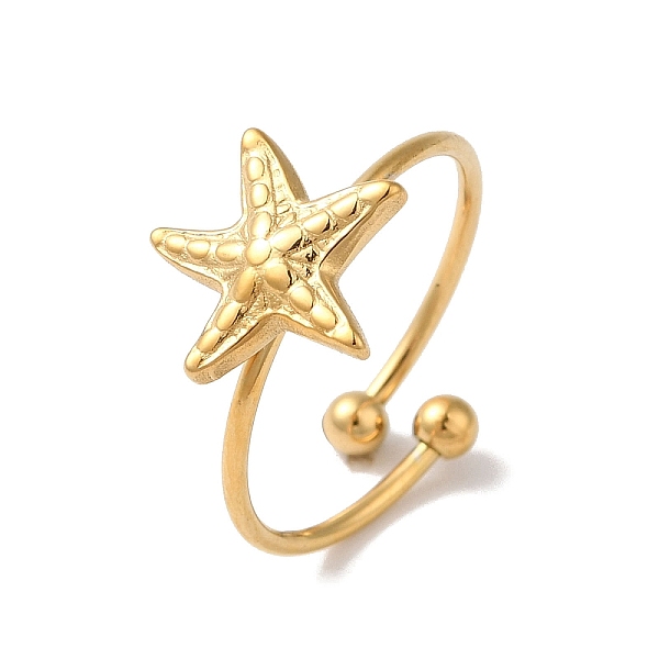 PandaHall Ion Plating (IP) 304 Stainless Steel Starfish Open Cuff Rings for Women, Golden, 12x12mm 304 Stainless Steel Starfish
PandaHall Ion Plating (IP) 304 Stainless Steel Starfish Open Cuff Rings for Women, Golden, 12x12mm 304 Stainless Steel Starfish