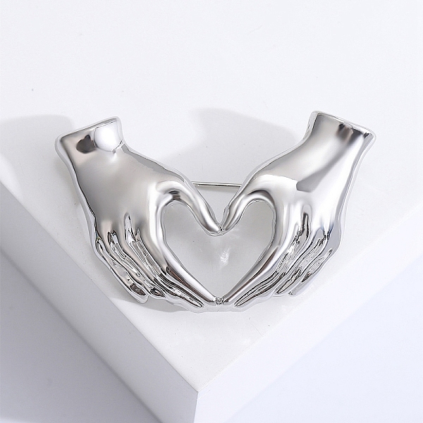 PandaHall Valentine's Day Collection Alloy Brooch, Hand Heart Brooch, Platinum, 44x28mm Alloy Heart
PandaHall Valentine's Day Collection Alloy Brooch, Hand Heart Brooch, Platinum, 44x28mm Alloy Heart