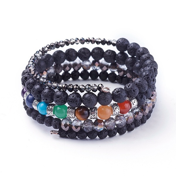PandaHall Natural Lava Rock and Mixed Gemstone Warp Bracelets, with Glass Beads and Alloy Findings, 50mm Lava Rock
PandaHall Natural Lava Rock and Mixed Gemstone Warp Bracelets, with Glass Beads and Alloy Findings, 50mm Lava Rock