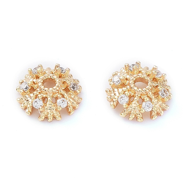 PandaHall Rack Plating Brass Cubic Zirconia Bead Cap, Flower, Real 18K Gold Plated, 7~7.5x2.6mm, Hole: 1.2~1.4mm Brass+Cubic Zirconia Clear
PandaHall Rack Plating Brass Cubic Zirconia Bead Cap, Flower, Real 18K Gold Plated, 7~7.5x2.6mm, Hole: 1.2~1.4mm Brass+Cubic Zirconia Clear
