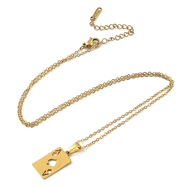 PandaHall 201 Stainless Steel Playing Card Pendant Necklace with Cable Chains, Golden, 17.87 inch(45.4cm) 201 Stainless Steel
PandaHall 201 Stainless Steel Playing Card Pendant Necklace with Cable Chains, Golden, 17.87 inch(45.4cm) 201 Stainless Steel