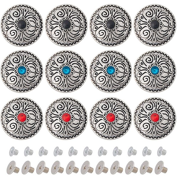 PandaHall Gorgecraft 12 Sets 3 Colors Alloy Buttons, with Glass Rhinestone, DIY Accessaries, Flat Round with Flower, Mixed Color, 25.5x7.5mm..., Multicolor
PandaHall Gorgecraft 12 Sets 3 Colors Alloy Buttons, with Glass Rhinestone, DIY Accessaries, Flat Round with Flower, Mixed Color, 25.5x7.5mm..., Multicolor