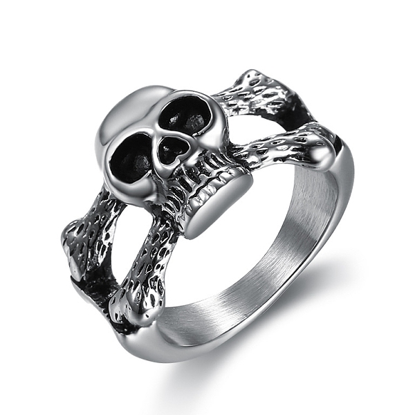 PandaHall Titanium Steel Skull Finger Ring, Antique Silver, US Size 10(19.8mm) Stainless Steel
PandaHall Titanium Steel Skull Finger Ring, Antique Silver, US Size 10(19.8mm) Stainless Steel
