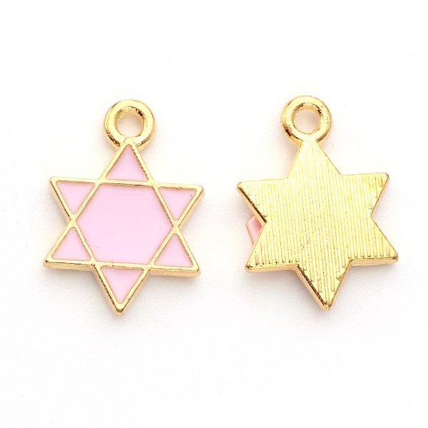 PandaHall Alloy Enamel Pendants, for Jewish, Star of David, Light Gold, Pink, 16.5x12x2mm, Hole: 1.6mm Alloy+Enamel Star Pink
PandaHall Alloy Enamel Pendants, for Jewish, Star of David, Light Gold, Pink, 16.5x12x2mm, Hole: 1.6mm Alloy+Enamel Star Pink