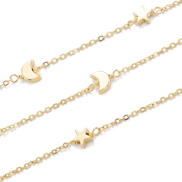 PandaHall Handmade Brass Beaded Chain, with Moon & Star Beads, Long-Lasting Plated, Unwelded, with Spool, Golden, link: 2.5x2x0.4mm, star...
PandaHall Handmade Brass Beaded Chain, with Moon & Star Beads, Long-Lasting Plated, Unwelded, with Spool, Golden, link: 2.5x2x0.4mm, star...