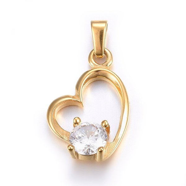 PandaHall 304 Stainless Steel Pendants, with Cubic Zirconia, Heart, Clear, Golden, 21x14x5mm, Hole: 5x3mm Stainless Steel+Cubic Zirconia...
PandaHall 304 Stainless Steel Pendants, with Cubic Zirconia, Heart, Clear, Golden, 21x14x5mm, Hole: 5x3mm Stainless Steel+Cubic Zirconia...