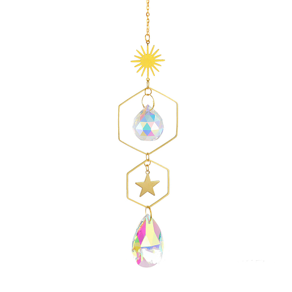 PandaHall Quartz Crystal Big Pendant Decorations, Hanging Sun Catchers, Sun & Star, Clear AB, 380~400mm Quartz Crystal Star White
PandaHall Quartz Crystal Big Pendant Decorations, Hanging Sun Catchers, Sun & Star, Clear AB, 380~400mm Quartz Crystal Star White