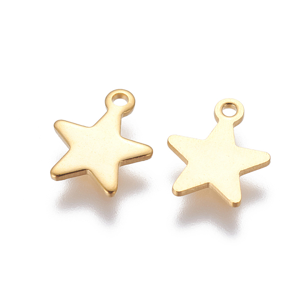 PandaHall 304 Stainless Steel Charms, Star, Golden, 11.5x9.5x1mm, Hole: 1.4mm 304 Stainless Steel Star
PandaHall 304 Stainless Steel Charms, Star, Golden, 11.5x9.5x1mm, Hole: 1.4mm 304 Stainless Steel Star