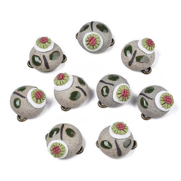 PandaHall Handmade Porcelain Connector Charms, with Antique Bronze Plated Brass Findings, Famille Rose Style, Alien with Flower, Olive Drab...
PandaHall Handmade Porcelain Connector Charms, with Antique Bronze Plated Brass Findings, Famille Rose Style, Alien with Flower, Olive Drab...