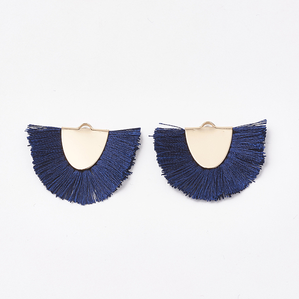 PandaHall Polyester Tassel Pendant Decorations, with Brass Findings, Semicircle, Light Gold, Prussian Blue, 25~27x32~35x3mm, Hole: 3x1.5mm...
PandaHall Polyester Tassel Pendant Decorations, with Brass Findings, Semicircle, Light Gold, Prussian Blue, 25~27x32~35x3mm, Hole: 3x1.5mm...