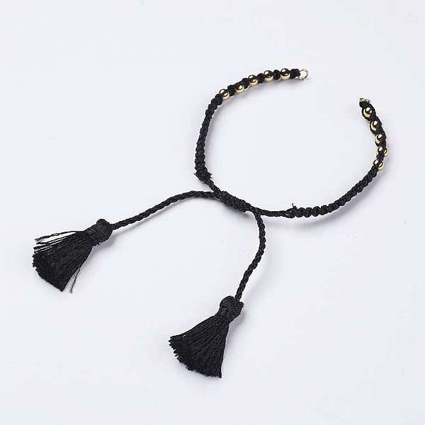 PandaHall Polyester DIY Braided Bracelet Making, with Brass Findings and Tassel, Black, 9-7/8 inch(250mm), 5mm, Hole: 2mm, Tassels: 24x5mm...
PandaHall Polyester DIY Braided Bracelet Making, with Brass Findings and Tassel, Black, 9-7/8 inch(250mm), 5mm, Hole: 2mm, Tassels: 24x5mm...