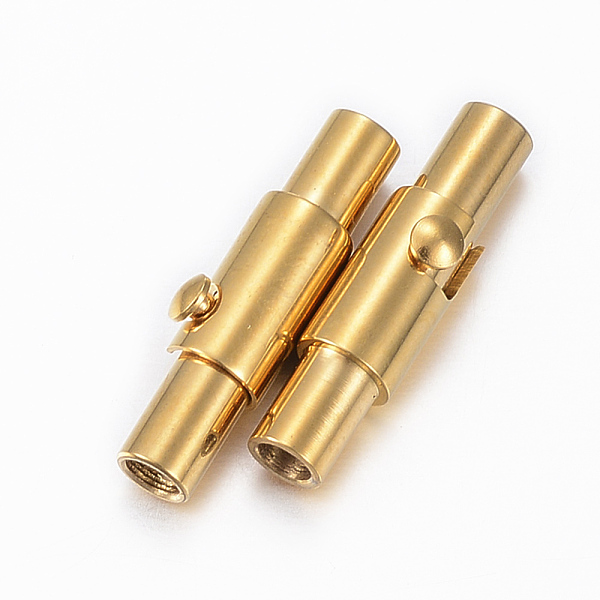 PandaHall Smooth 304 Stainless Steel Locking Tube Magnetic Clasps, Column, Golden, 15x4mm, Hole: 2mm 304 Stainless Steel Column
PandaHall Smooth 304 Stainless Steel Locking Tube Magnetic Clasps, Column, Golden, 15x4mm, Hole: 2mm 304 Stainless Steel Column
