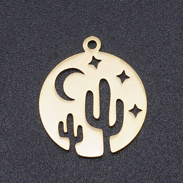 PandaHall 201 Stainless Steel Laser Cut Pendants, Flat Round with Cactus, Golden, 20.5x18x1mm, Hole: 1.4mm 201 Stainless Steel Flat Round
PandaHall 201 Stainless Steel Laser Cut Pendants, Flat Round with Cactus, Golden, 20.5x18x1mm, Hole: 1.4mm 201 Stainless Steel Flat Round