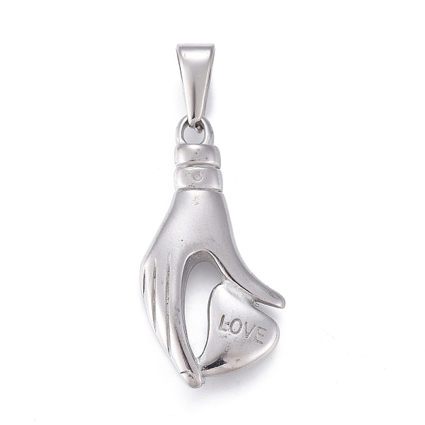 PandaHall Valentine's Day 304 Stainless Steel Pendants, Hand with Heart & Word Love, Stainless Steel Color, 35x17x5mm, Hole: 3.5x9.5mm 304...
PandaHall Valentine's Day 304 Stainless Steel Pendants, Hand with Heart & Word Love, Stainless Steel Color, 35x17x5mm, Hole: 3.5x9.5mm 304...