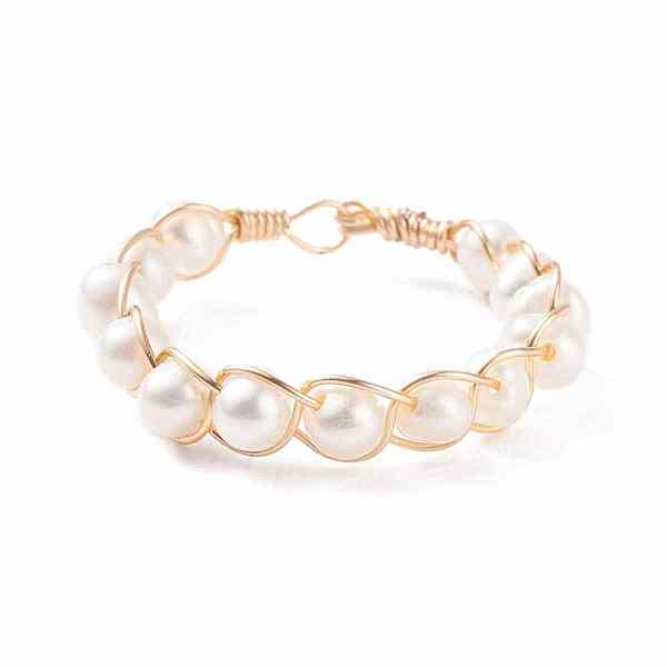PandaHall Natural Pearl Braided Finger Ring, Wire Wrapped Ring for Women, Golden, Seashell Color, US Size 10 3/4(20.3mm) Pearl
PandaHall Natural Pearl Braided Finger Ring, Wire Wrapped Ring for Women, Golden, Seashell Color, US Size 10 3/4(20.3mm) Pearl