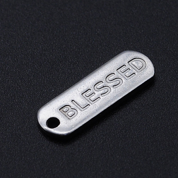 PandaHall 201 Stainless Steel Pendants, Oval with Word BLESSED, Stainless Steel Color, 17.5x6x1mm, Hole: 1.2mm 201 Stainless Steel Oval
PandaHall 201 Stainless Steel Pendants, Oval with Word BLESSED, Stainless Steel Color, 17.5x6x1mm, Hole: 1.2mm 201 Stainless Steel Oval