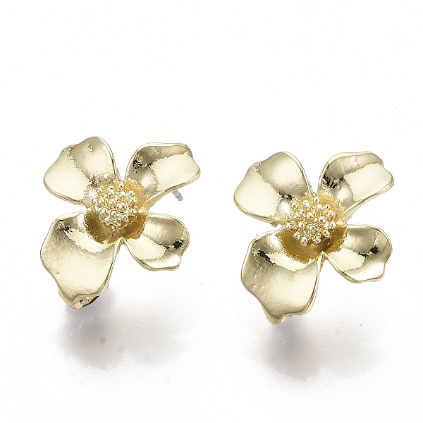 PandaHall Alloy Stud Earring Findings, with Loop and Steel Pin, Flower, Light Gold, 20x18mm, Hole: 4mm, Pin: 0.7mm Alloy Flower
PandaHall Alloy Stud Earring Findings, with Loop and Steel Pin, Flower, Light Gold, 20x18mm, Hole: 4mm, Pin: 0.7mm Alloy Flower