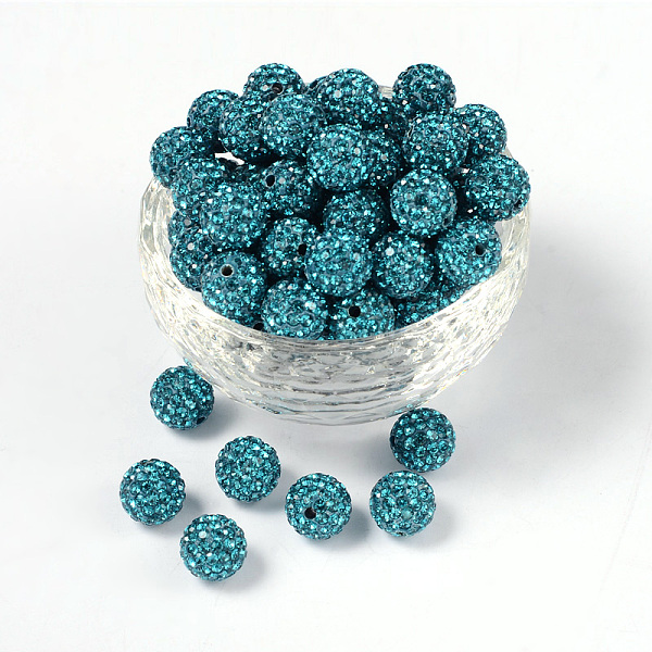 PandaHall Pave Disco Ball Beads, Polymer Clay Rhinestone Beads, Grade A, Round, Blue Zircon, PP14(2~2.1mm), 10mm, Hole: 1.0~1.2mm Polymer..., Cyan
PandaHall Pave Disco Ball Beads, Polymer Clay Rhinestone Beads, Grade A, Round, Blue Zircon, PP14(2~2.1mm), 10mm, Hole: 1.0~1.2mm Polymer..., Cyan