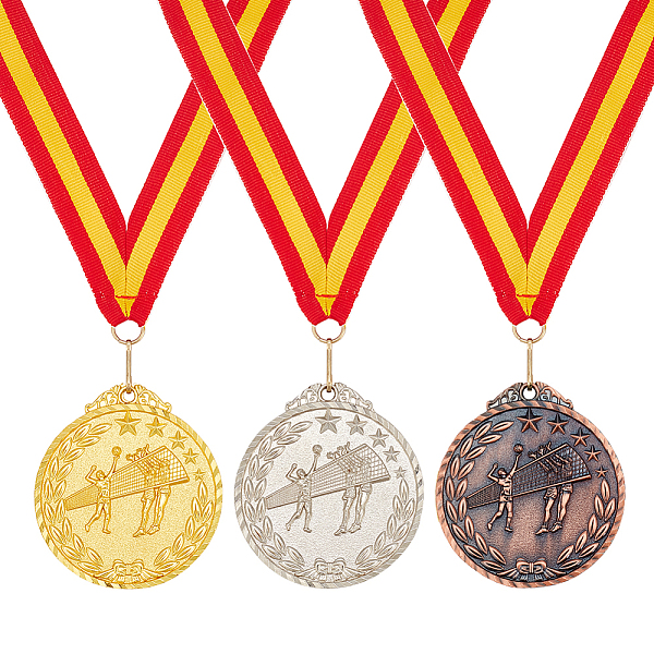 PandaHall 3Pcs 3 Colors Alloy Award Volleyball Medal, with Stripe Pattern Lanyard, Flat Round, Mixed Color, 840mm, 1pc/color Alloy Flat..., Red
PandaHall 3Pcs 3 Colors Alloy Award Volleyball Medal, with Stripe Pattern Lanyard, Flat Round, Mixed Color, 840mm, 1pc/color Alloy Flat..., Red