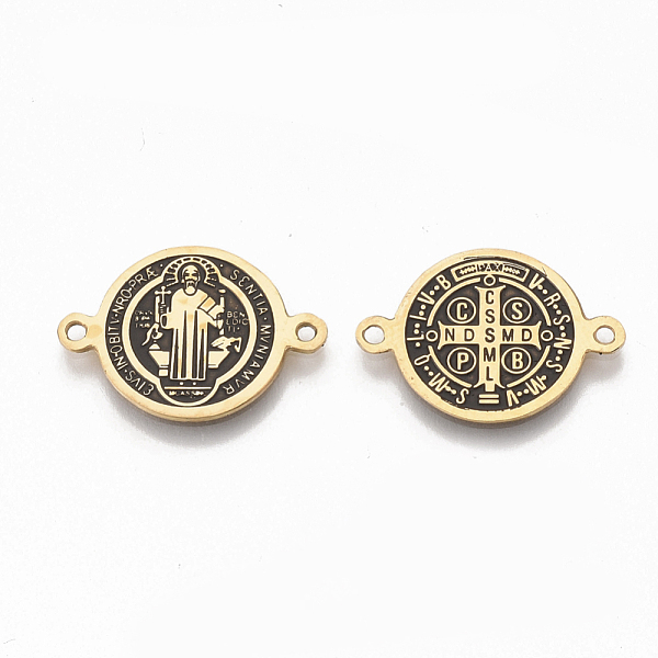 PandaHall 304 Stainless Steel Links connectors, with Enamel, Enamelled Sequins, Flat Round with Saint Benedict Medal, Golden..., Black
PandaHall 304 Stainless Steel Links connectors, with Enamel, Enamelled Sequins, Flat Round with Saint Benedict Medal, Golden..., Black