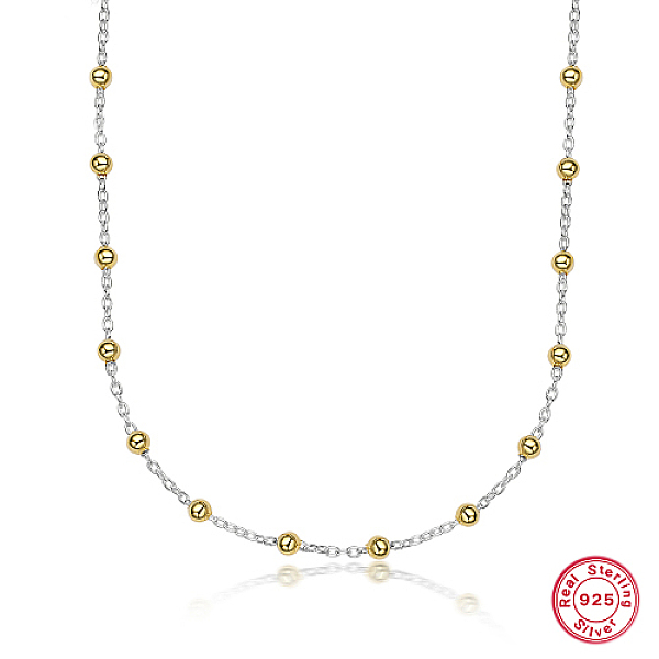 PandaHall 925 Sterling Silver Necklaces, with Real 18K Gold Plated Round Beads, Platinum, 15.75 inch(40cm) Sterling Silver
PandaHall 925 Sterling Silver Necklaces, with Real 18K Gold Plated Round Beads, Platinum, 15.75 inch(40cm) Sterling Silver