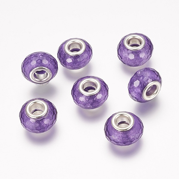 PandaHall Faceted Resin European Beads, Large Hole Rondelle Beads, with Silver Tone Brass Cores, Dark Violet, 14x9mm, Hole: 5mm Resin+Brass..., Purple
PandaHall Faceted Resin European Beads, Large Hole Rondelle Beads, with Silver Tone Brass Cores, Dark Violet, 14x9mm, Hole: 5mm Resin+Brass..., Purple