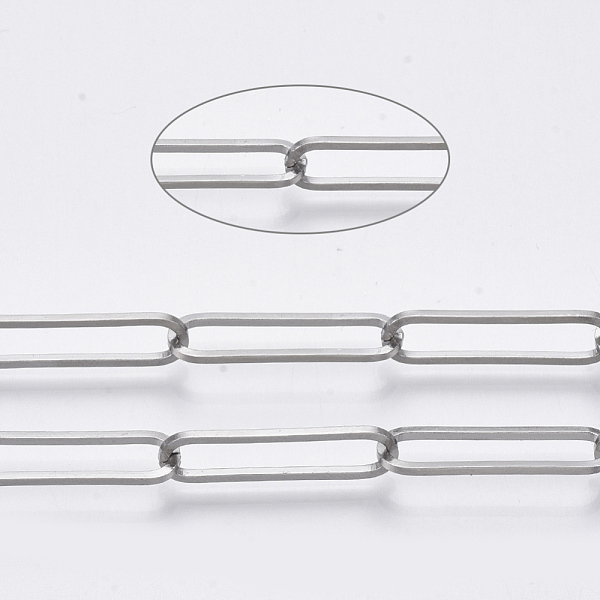 PandaHall 304 Stainless Steel Paperclip Chains, Drawn Elongated Cable Chain, Soldered, with Spool, Stainless Steel Color, Link: 22x6x1mm...
PandaHall 304 Stainless Steel Paperclip Chains, Drawn Elongated Cable Chain, Soldered, with Spool, Stainless Steel Color, Link: 22x6x1mm...