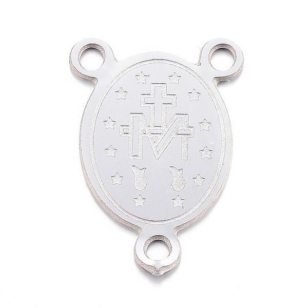 PandaHall 304 Stainless Steel Chandelier Component Links, 3 Loop Connectors, Oval with Virgin Mary, Stainless Steel Color, 14.5x10x0.8mm...
PandaHall 304 Stainless Steel Chandelier Component Links, 3 Loop Connectors, Oval with Virgin Mary, Stainless Steel Color, 14.5x10x0.8mm...