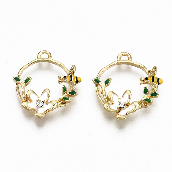 PandaHall Alloy Enamel Pendants, with Crystal Rhinestone, Cadmium Free & Lead Free, Garland with Bee, Light Gold, Colorful, 21x18.5x3.5mm..., Clear
PandaHall Alloy Enamel Pendants, with Crystal Rhinestone, Cadmium Free & Lead Free, Garland with Bee, Light Gold, Colorful, 21x18.5x3.5mm..., Clear