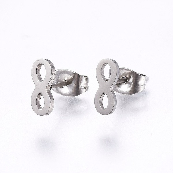 PandaHall 304 Stainless Steel Stud Earrings, Hypoallergenic Earrings, Infinity, Stainless Steel Color, 9x3.5x1mm, Pin: 0.8mm 304 Stainless...
PandaHall 304 Stainless Steel Stud Earrings, Hypoallergenic Earrings, Infinity, Stainless Steel Color, 9x3.5x1mm, Pin: 0.8mm 304 Stainless...