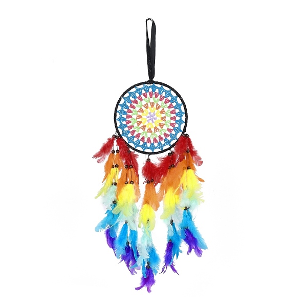 PandaHall Iron Woven Web/Net with Feather Pendant Decorations, with Plastic Beads, Flat Round, Colorful, 655mm Feather Flat Round
PandaHall Iron Woven Web/Net with Feather Pendant Decorations, with Plastic Beads, Flat Round, Colorful, 655mm Feather Flat Round