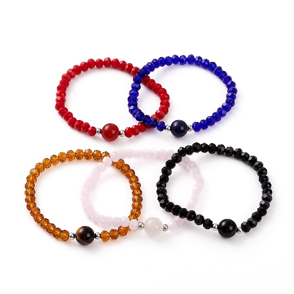 PandaHall Faceted Glass Beads Stretch Bracelets, with Natural Gemstone Beads and 304 Stainless Steel Beads, Round, Inner Diameter: 2-1/8...
PandaHall Faceted Glass Beads Stretch Bracelets, with Natural Gemstone Beads and 304 Stainless Steel Beads, Round, Inner Diameter: 2-1/8...