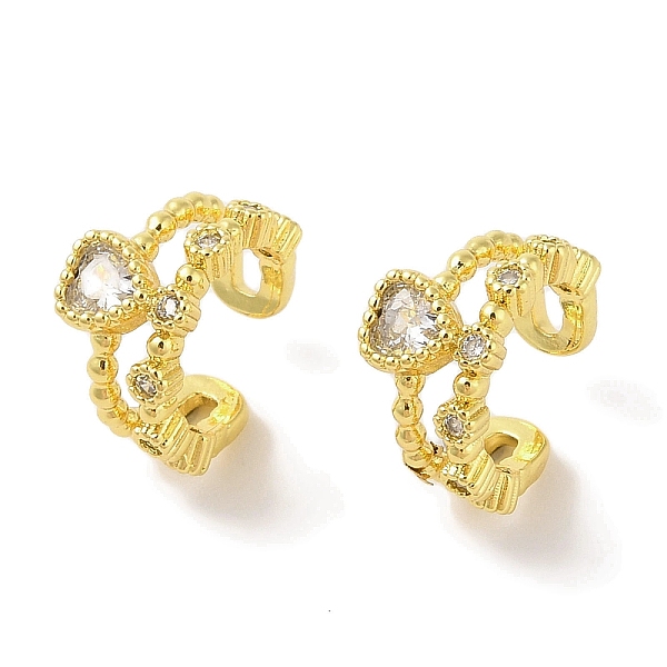 PandaHall Brass Micro Pave Clear Cubic Zirconia Cuff Earrings for Women, Heart, Real 18K Gold Plated, 14.5x7.5mm Brass Heart
PandaHall Brass Micro Pave Clear Cubic Zirconia Cuff Earrings for Women, Heart, Real 18K Gold Plated, 14.5x7.5mm Brass Heart