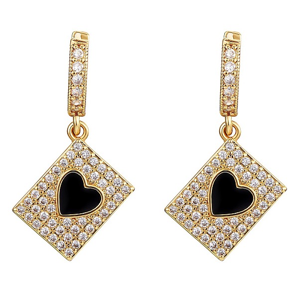PandaHall Clear Cubic Zirconia Hearts Card Poker Dangle Hoop Earrings, Brass Earrings with Enamel for Women, Golden, Black, 35mm, Pin: 0.9mm...
PandaHall Clear Cubic Zirconia Hearts Card Poker Dangle Hoop Earrings, Brass Earrings with Enamel for Women, Golden, Black, 35mm, Pin: 0.9mm...