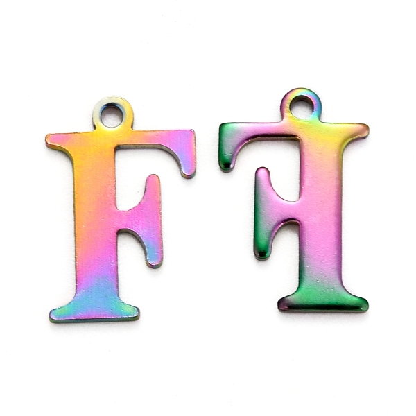 PandaHall Ion Plating(IP) 304 Stainless Steel Alphabet Charms, Rainbow Color, Letter.F, 12x8x1mm, Hole: 1mm 304 Stainless Steel Letter F
PandaHall Ion Plating(IP) 304 Stainless Steel Alphabet Charms, Rainbow Color, Letter.F, 12x8x1mm, Hole: 1mm 304 Stainless Steel Letter F