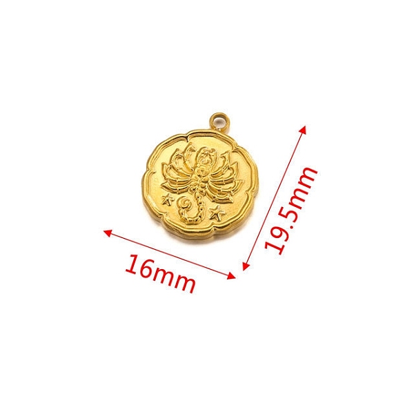 PandaHall Stainless Steel Pendant, Golden, Flat Round with Constellation Charm, Scorpio, 19.5x16mm Stainless Steel Scorpio
PandaHall Stainless Steel Pendant, Golden, Flat Round with Constellation Charm, Scorpio, 19.5x16mm Stainless Steel Scorpio