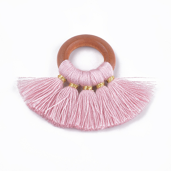 PandaHall Polycotton(Polyester Cotton) Tassel Pendant Decorations, with Wood Findings, Fan, Flamingo, 33~35x40~49x4mm, Hole: 11~12mm..., Pink
PandaHall Polycotton(Polyester Cotton) Tassel Pendant Decorations, with Wood Findings, Fan, Flamingo, 33~35x40~49x4mm, Hole: 11~12mm..., Pink