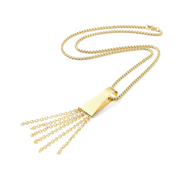 PandaHall Ion Plating(IP) 304 Stainless Steel Trapezoid with Tassel Pendant Necklace with Box Chains for Women, Golden, 23.66 inch(60.1cm)...
PandaHall Ion Plating(IP) 304 Stainless Steel Trapezoid with Tassel Pendant Necklace with Box Chains for Women, Golden, 23.66 inch(60.1cm)...