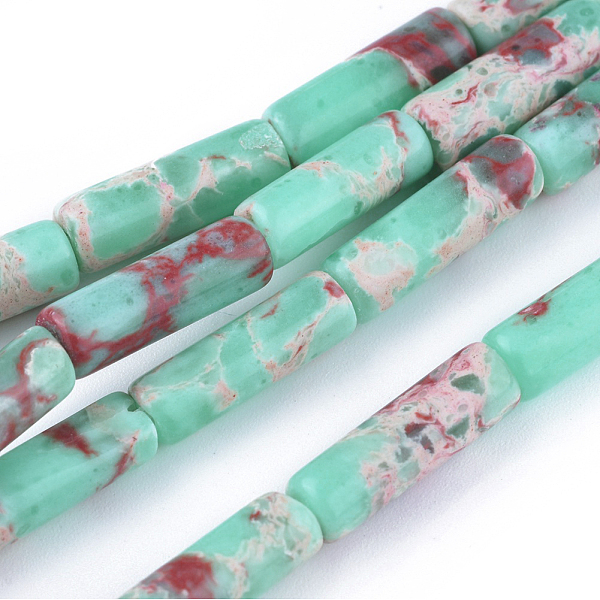 PandaHall Synthetic Imperial Jasper Beads Strands, Dyed, Column, Dark Turquoise, 13~15x4.5mm, Hole: 1mm, about 28~29pcs/strand, 14.96...
PandaHall Synthetic Imperial Jasper Beads Strands, Dyed, Column, Dark Turquoise, 13~15x4.5mm, Hole: 1mm, about 28~29pcs/strand, 14.96...