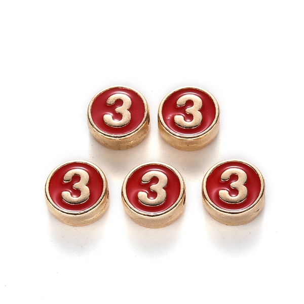 PandaHall Alloy Enamel Beads, Flat Round, Number, Cadmium Free & Lead Free, Light Gold, Red, 8x3.5mm, Hole: 1.5mm Alloy+Enamel Number Red
PandaHall Alloy Enamel Beads, Flat Round, Number, Cadmium Free & Lead Free, Light Gold, Red, 8x3.5mm, Hole: 1.5mm Alloy+Enamel Number Red