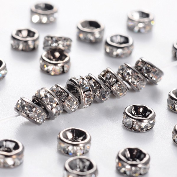 PandaHall Brass Rhinestone Spacer Beads, Grade AAA, Straight Flange, Gunmetal, Rondelle, Crystal, 4x2mm, Hole: 1mm Brass+Rhinestone Rondelle..., Clear
PandaHall Brass Rhinestone Spacer Beads, Grade AAA, Straight Flange, Gunmetal, Rondelle, Crystal, 4x2mm, Hole: 1mm Brass+Rhinestone Rondelle..., Clear