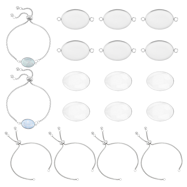PandaHall Unicraftale DIY Blank Oval Dome Link Bracelet Making Kit, Including 304 Stainless Steel Cabochon Connector Settings & Slider...
PandaHall Unicraftale DIY Blank Oval Dome Link Bracelet Making Kit, Including 304 Stainless Steel Cabochon Connector Settings & Slider...