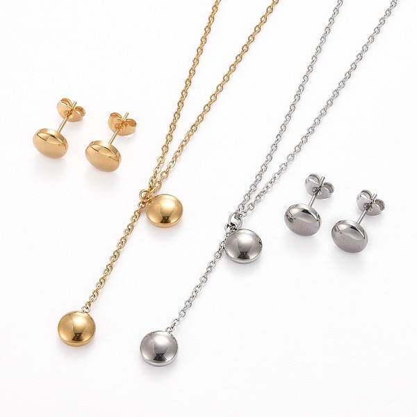 PandaHall Flat Round 304 Stainless Steel Jewelry Sets, Pendant Cable Chains Necklaces and Stud Earrings, with Lobster Claw Clasps and Ear...
PandaHall Flat Round 304 Stainless Steel Jewelry Sets, Pendant Cable Chains Necklaces and Stud Earrings, with Lobster Claw Clasps and Ear...