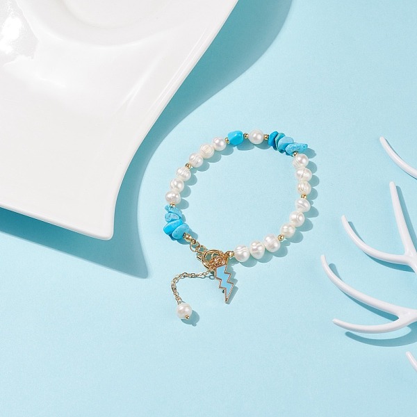 PandaHall Natural Howlite Chips & Pearl Beaded Bracelet with Enamel Lighting Bolt Charms, Gemstone Jewelry for Women, Golden, 7-5/8 inch...
PandaHall Natural Howlite Chips & Pearl Beaded Bracelet with Enamel Lighting Bolt Charms, Gemstone Jewelry for Women, Golden, 7-5/8 inch...